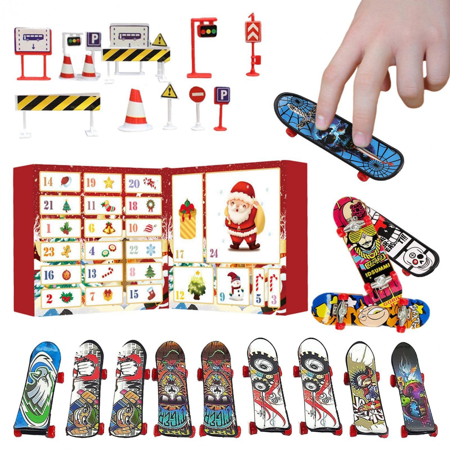 Advent Calendar Finger Skateboard Set  Days Advent Calendar With Colorful  Finger Board, Creative Fingertips Movement Skateboard Favor Toys For Kids