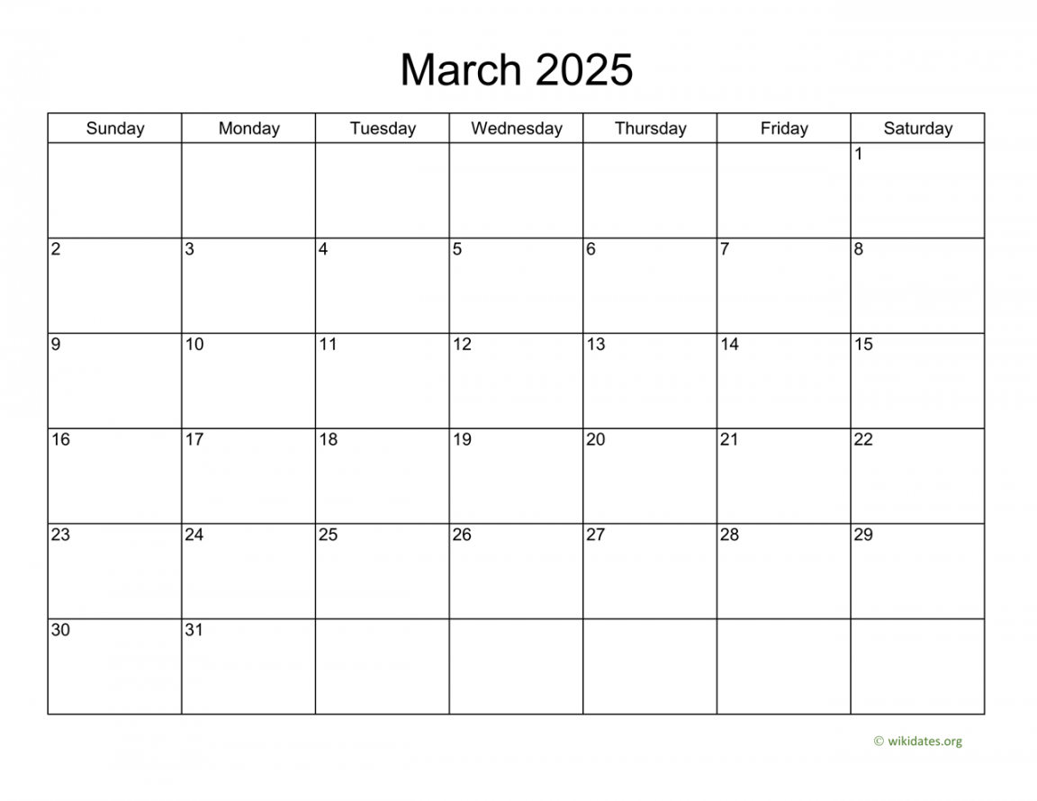 Basic Calendar for March   WikiDates