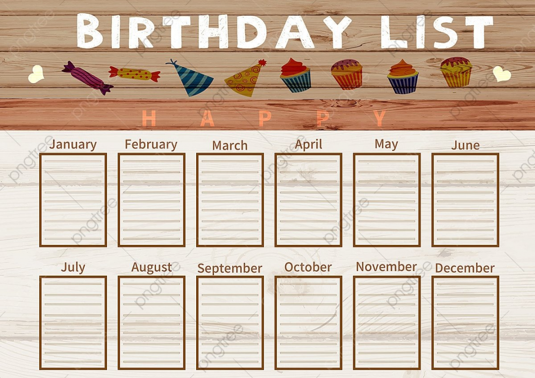 Birthday Calendar Template Template Download on Pngtree