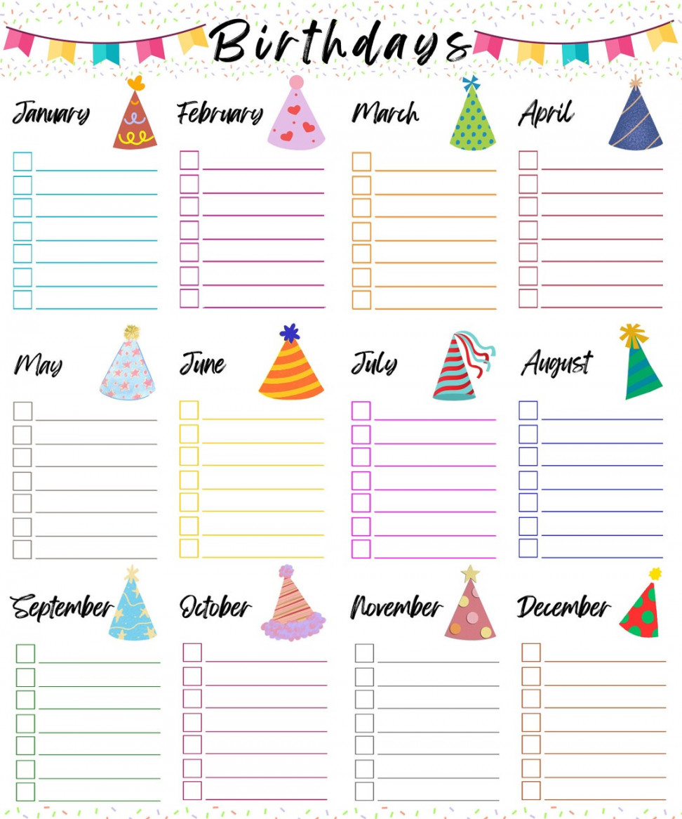 Birthday List PDF, Birthday Calendar Printable, Birthday Tracker, Birthday  List, Birthday Organizer, Birthday Calendar, Birthday Reminder - Etsy