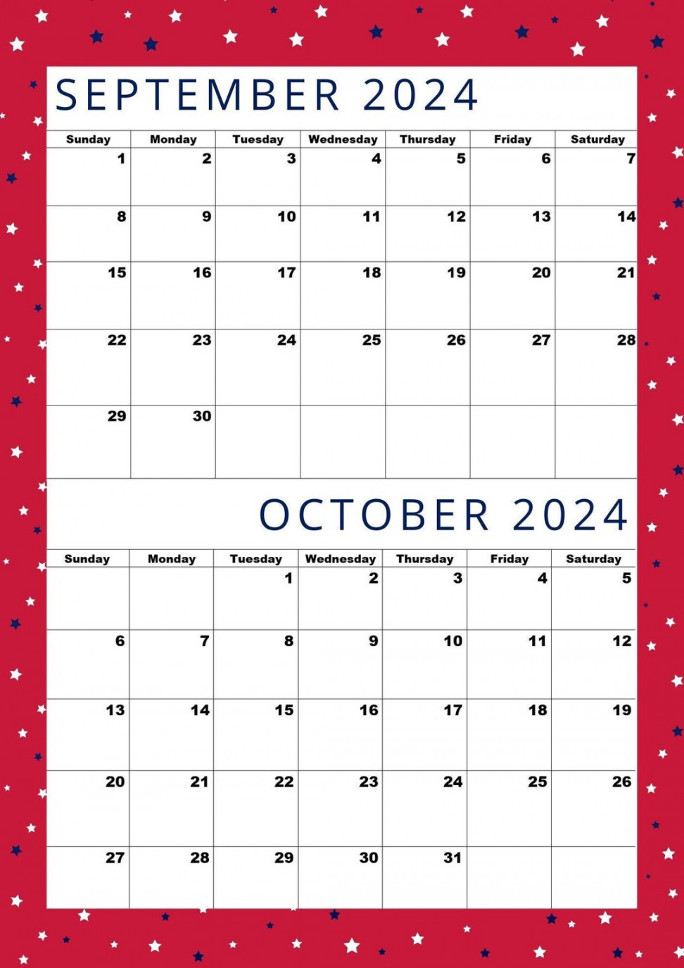 Calendar for September ,october  Calendar,a Size,letter Size,two  Month One Page Calendar,ipad,mobile,sep Oct ,digital Download - Etsy