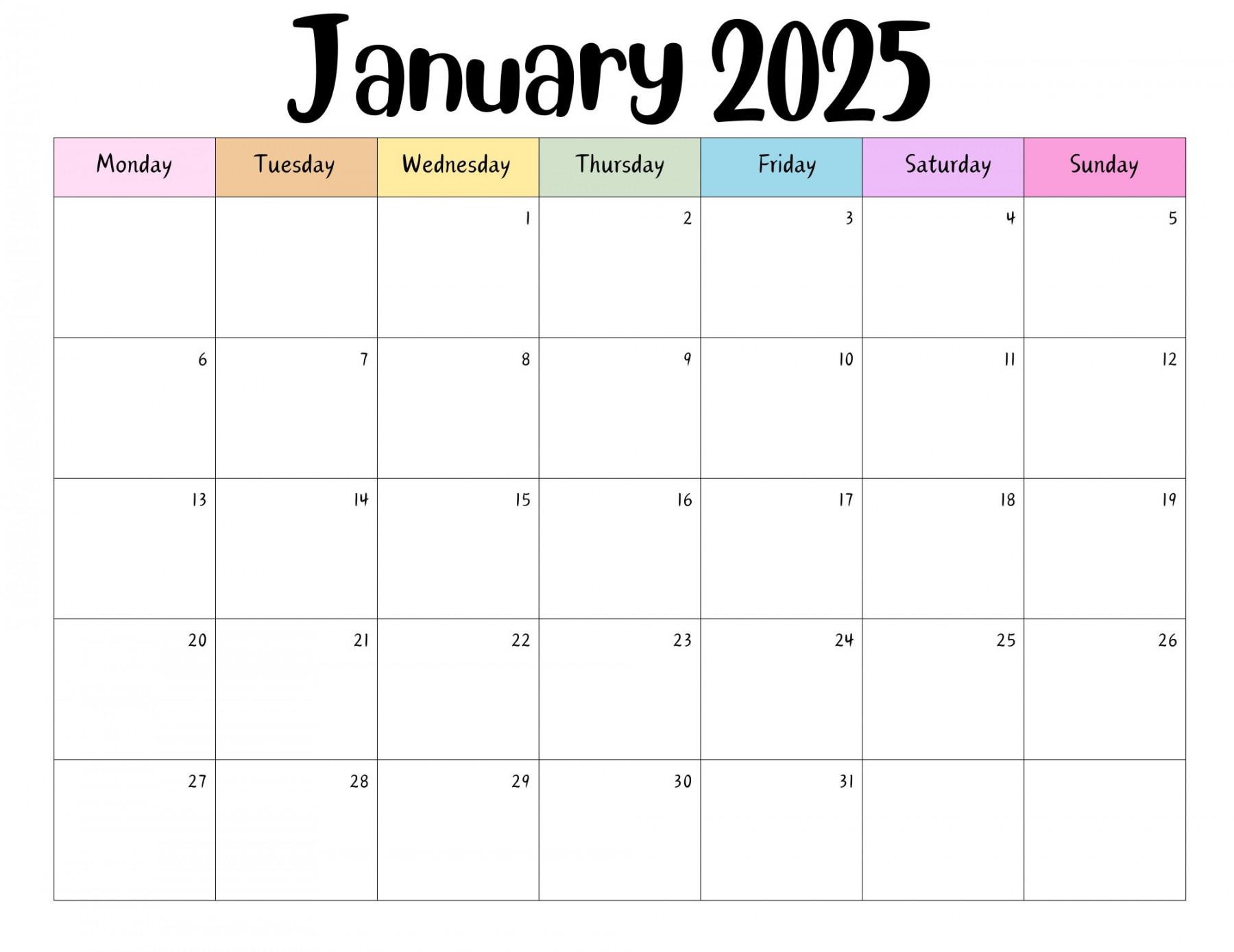 Editable January  Calendar PDF Template, Winter  Calendar