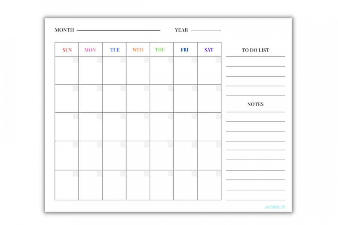 FREE Blank Undated Monthly Calendar Printable Template ⋆ Love Our