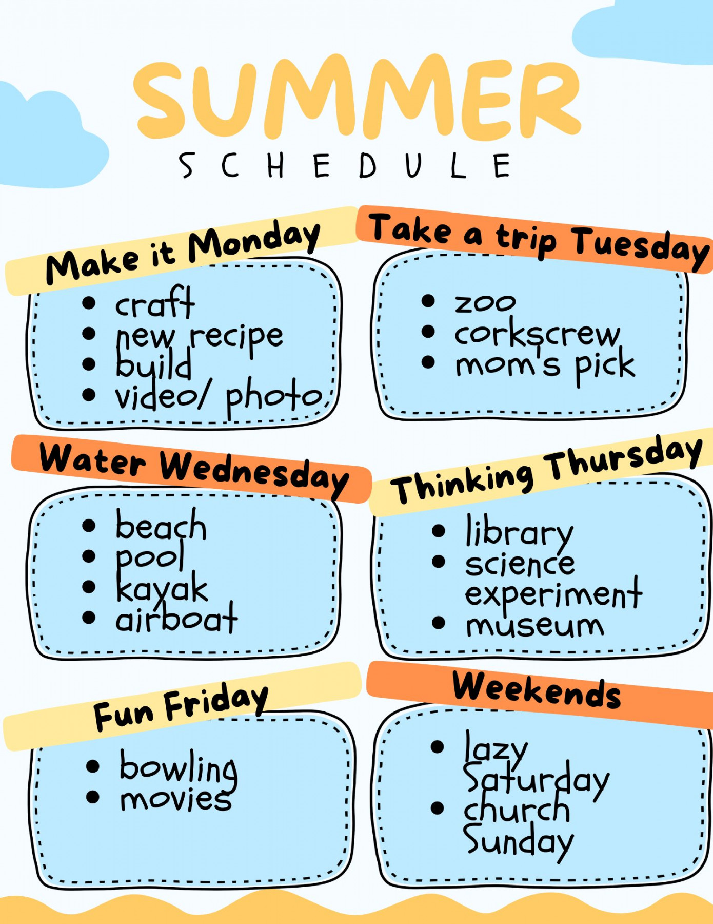 Free Printable & Customizable Summer Schedule for Kids - Eat