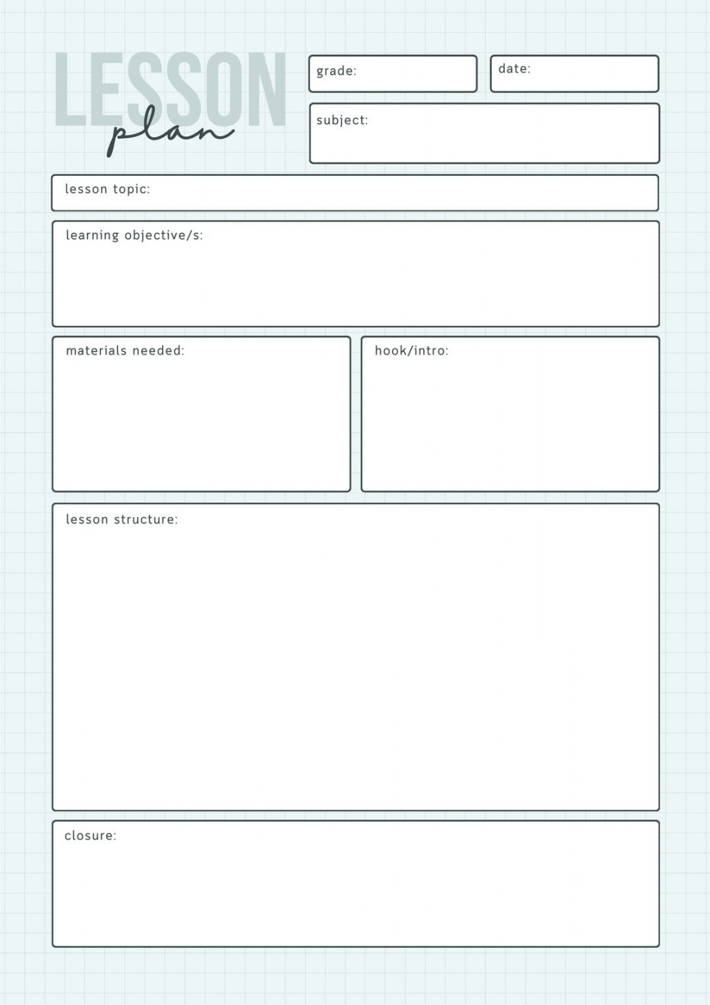 Free, printable, customizable weekly lesson plan templates  Canva