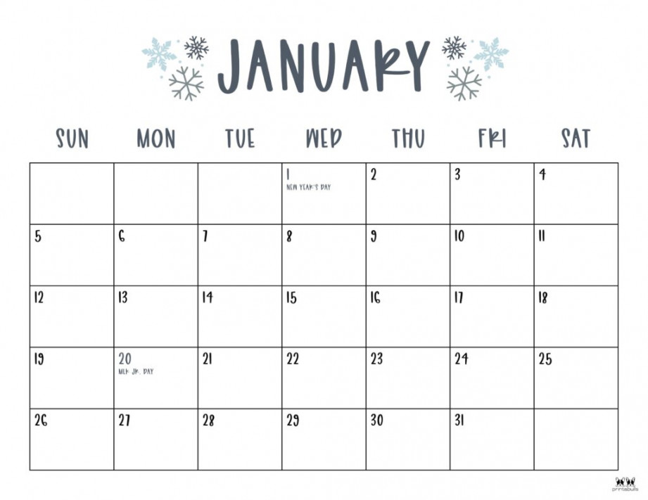 January  Calendars -  FREE Printables  Printabulls