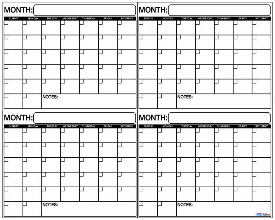 Jumbo Laminated Dry Erase or Wet Erase  Month Quarterly Wall Calendar  x  5 inches Large Daily squares to plan your whole day or month Perfect for