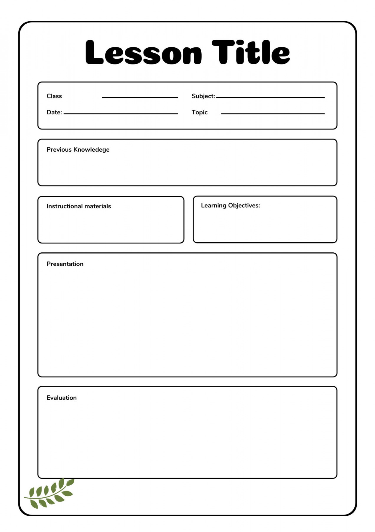 LESSON PLAN TEMPLATE, Lesson Plan, Planner Printable, Academic