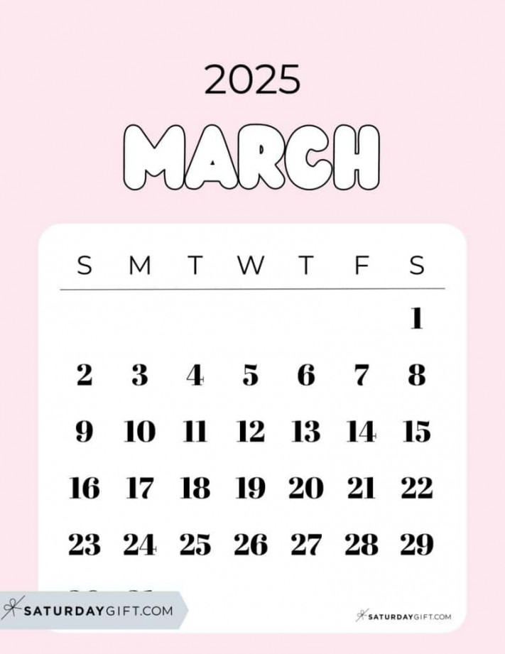 March  Calendar -  Cute & FREE Printables  SaturdayGift