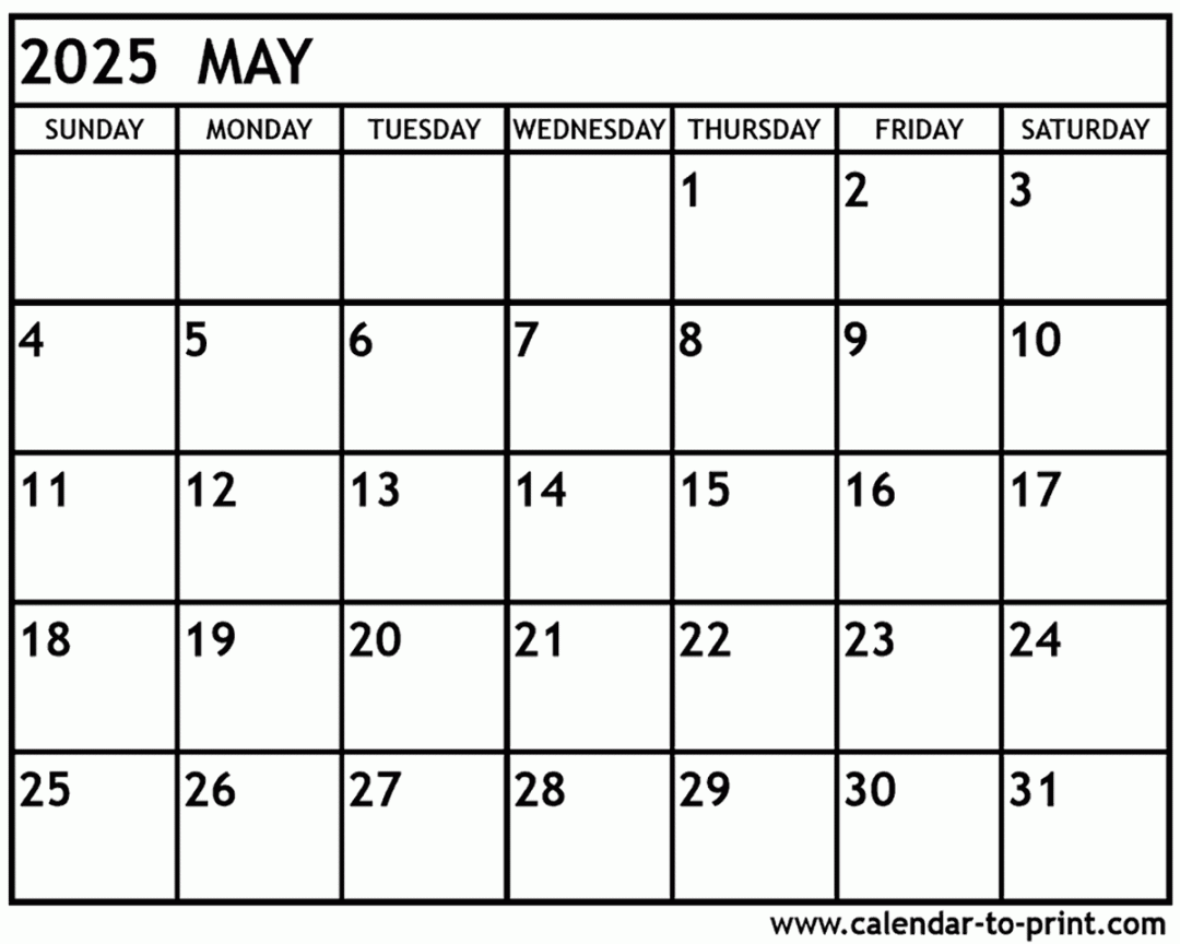 May  Calendar Printable