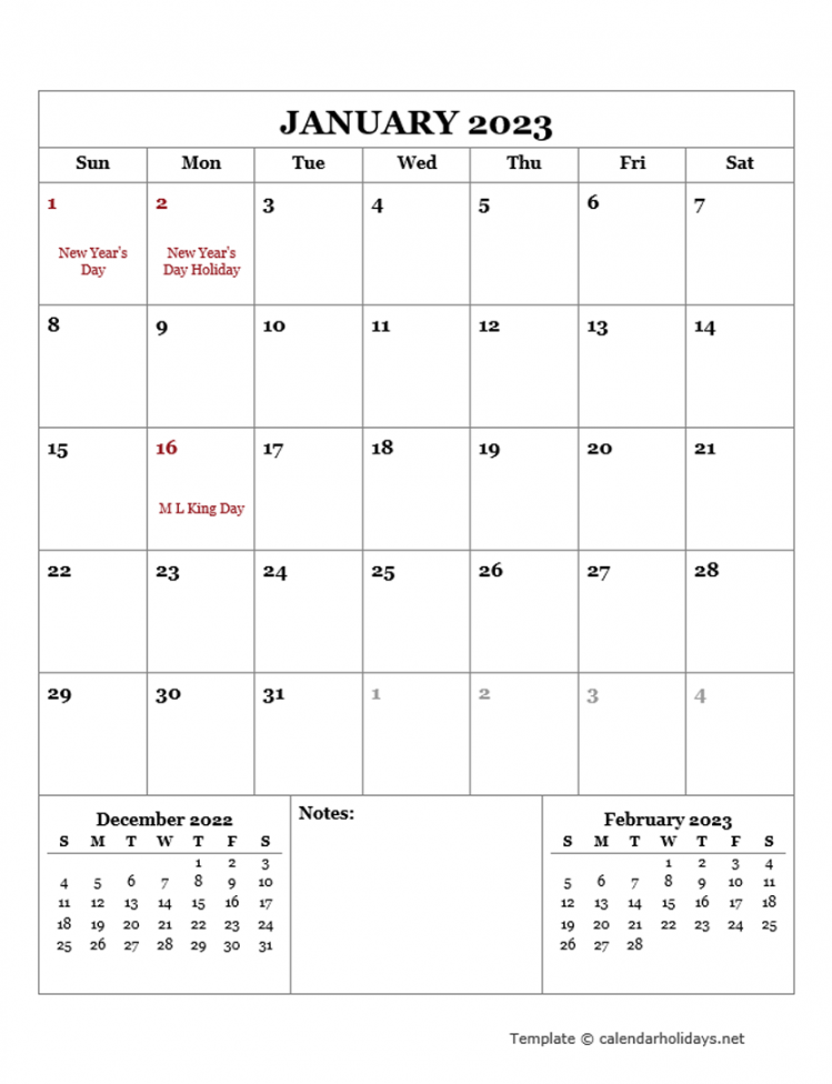 Monthly Template - CalendarHolidays