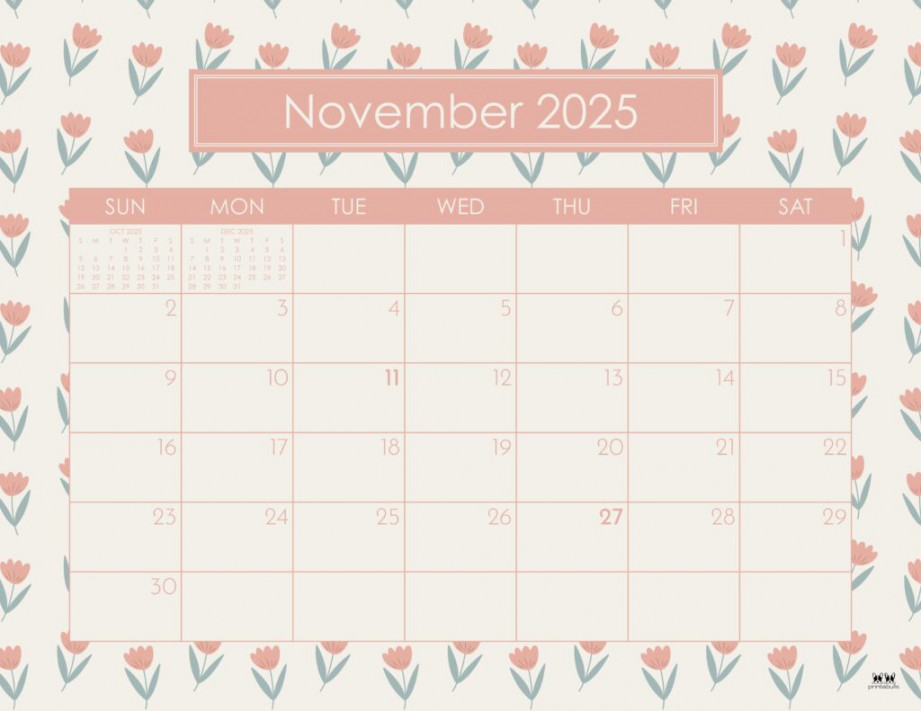 November  Calendars -  FREE Printables  Printabulls