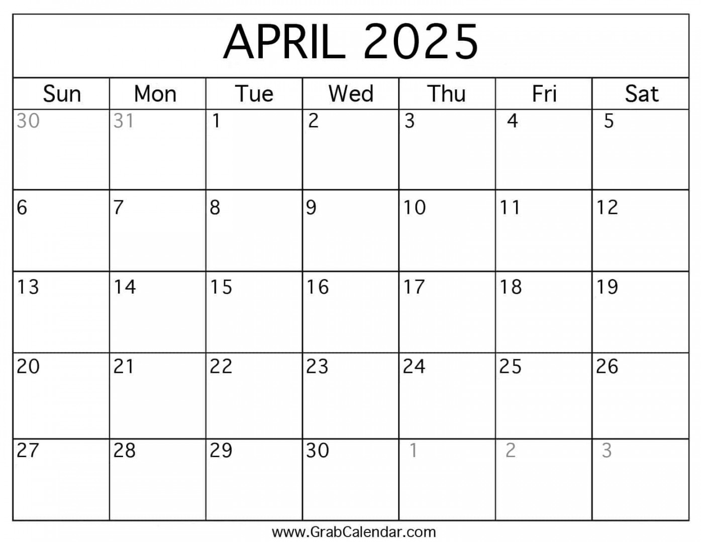 Printable April  Calendar