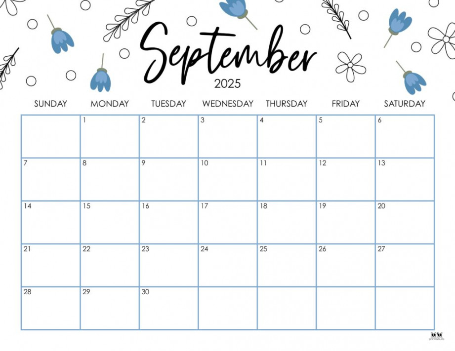 September  Calendars -  FREE Printables  Printabulls