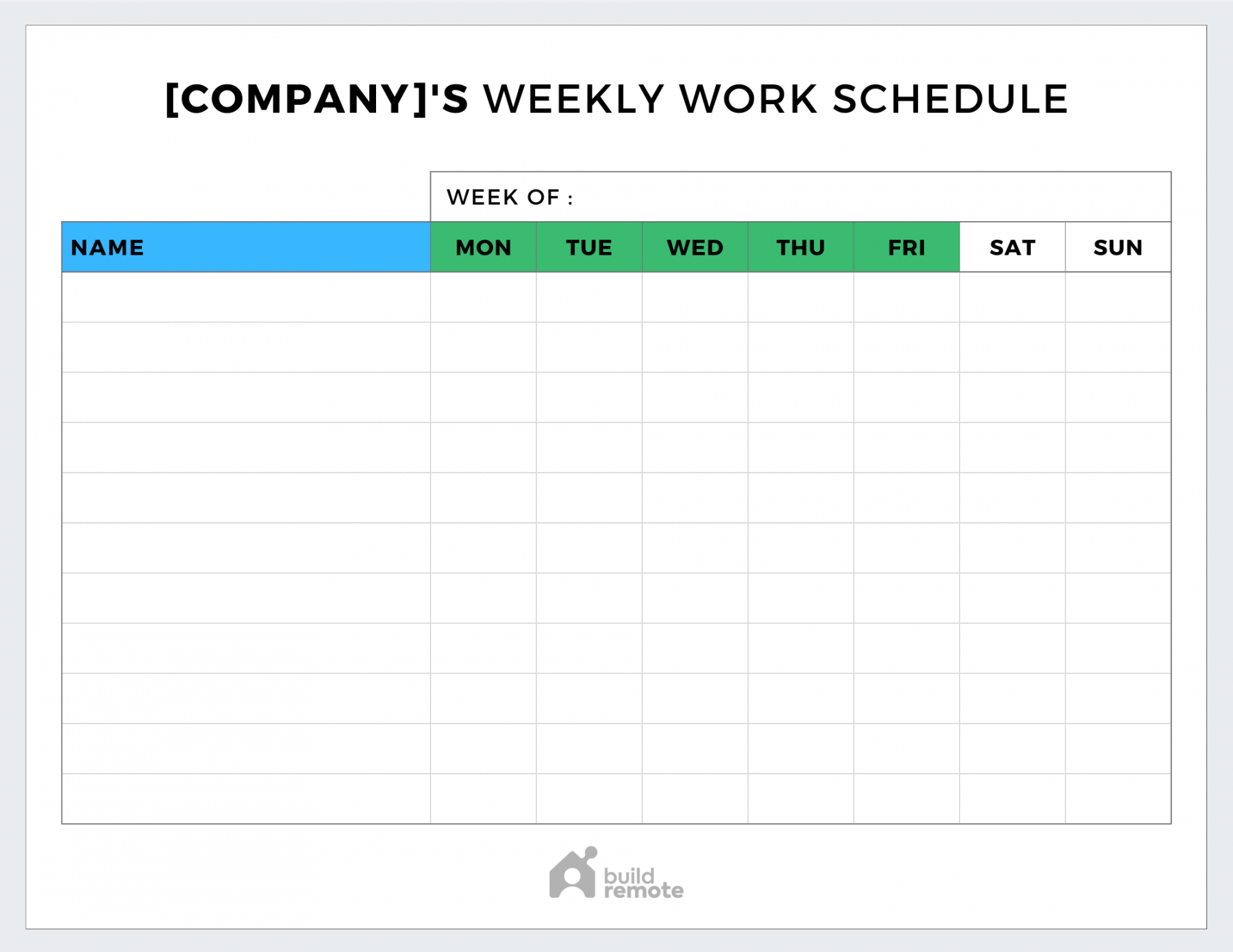 Try These -Day Work Week Schedule Examples ( Templates)