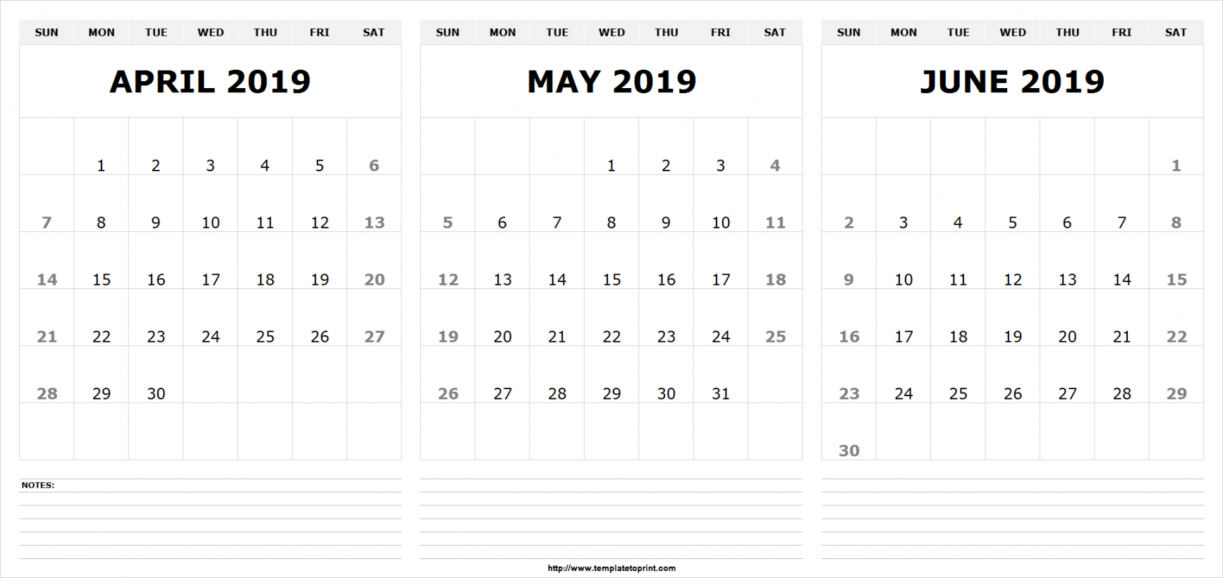 April May June  Calendar in PDF Word Excel Printable Template