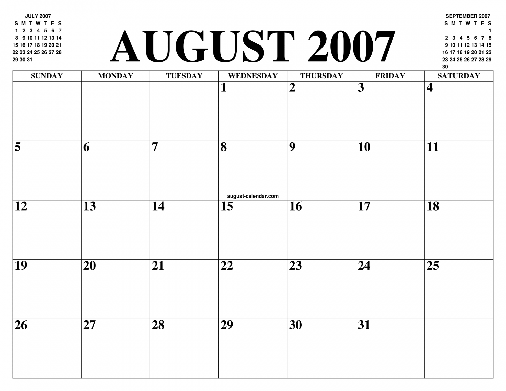 AUGUST  CALENDAR OF THE MONTH: FREE PRINTABLE AUGUST CALENDAR