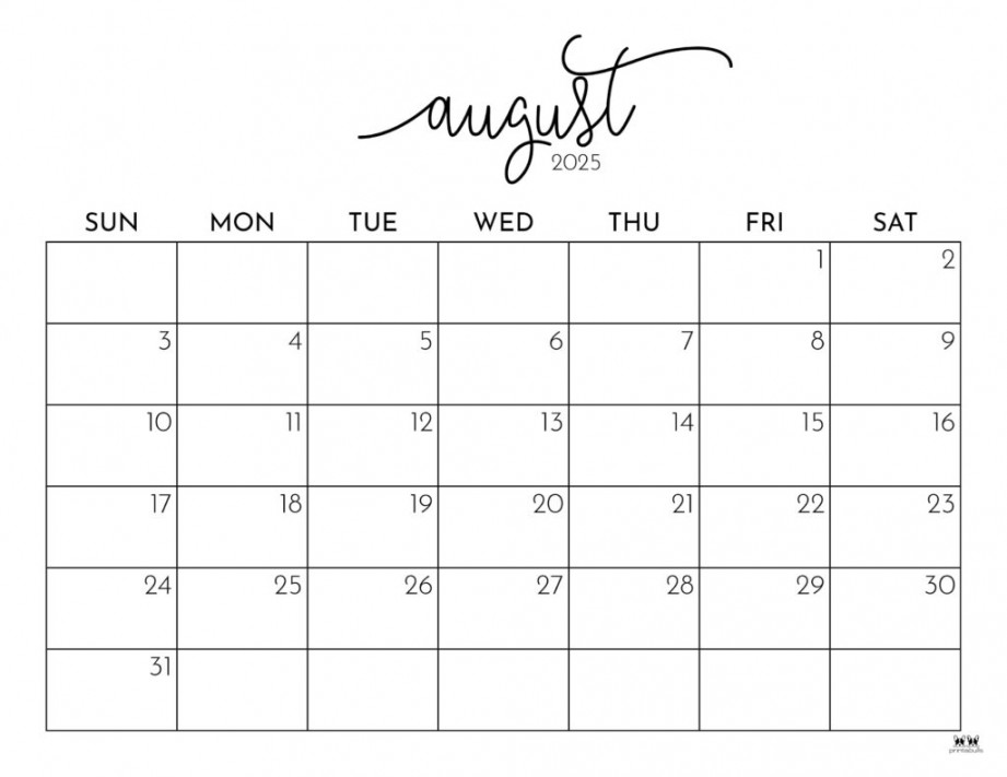 August  Calendars -  FREE Printables  Printabulls