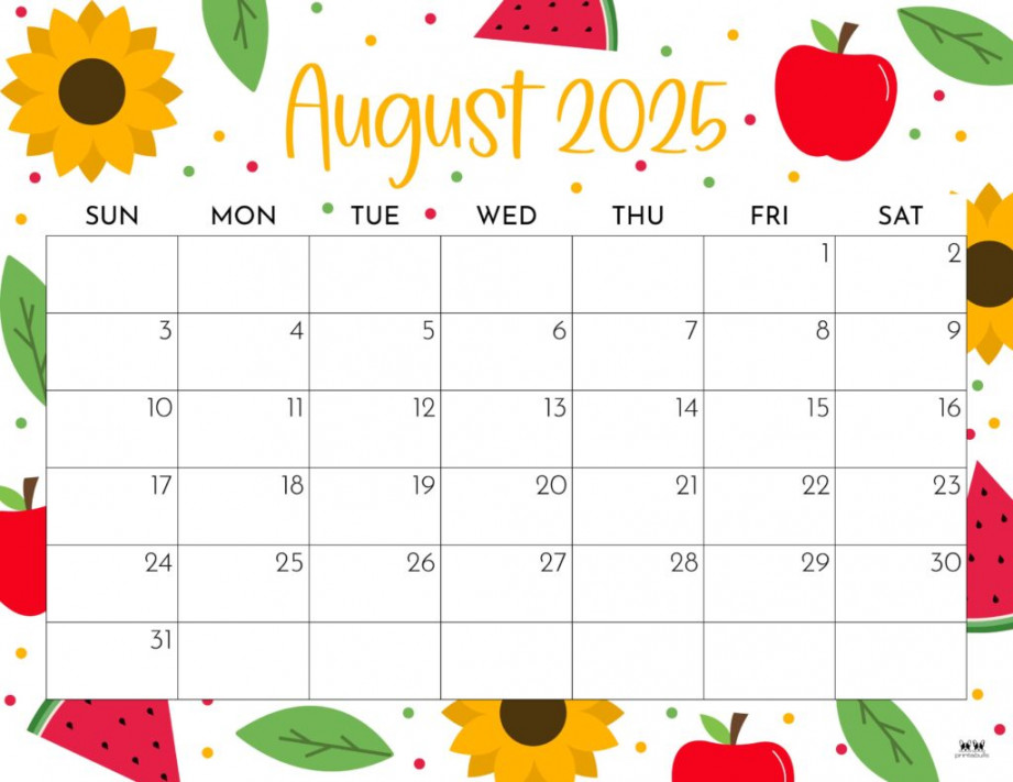 August  Calendars -  FREE Printables  Printabulls