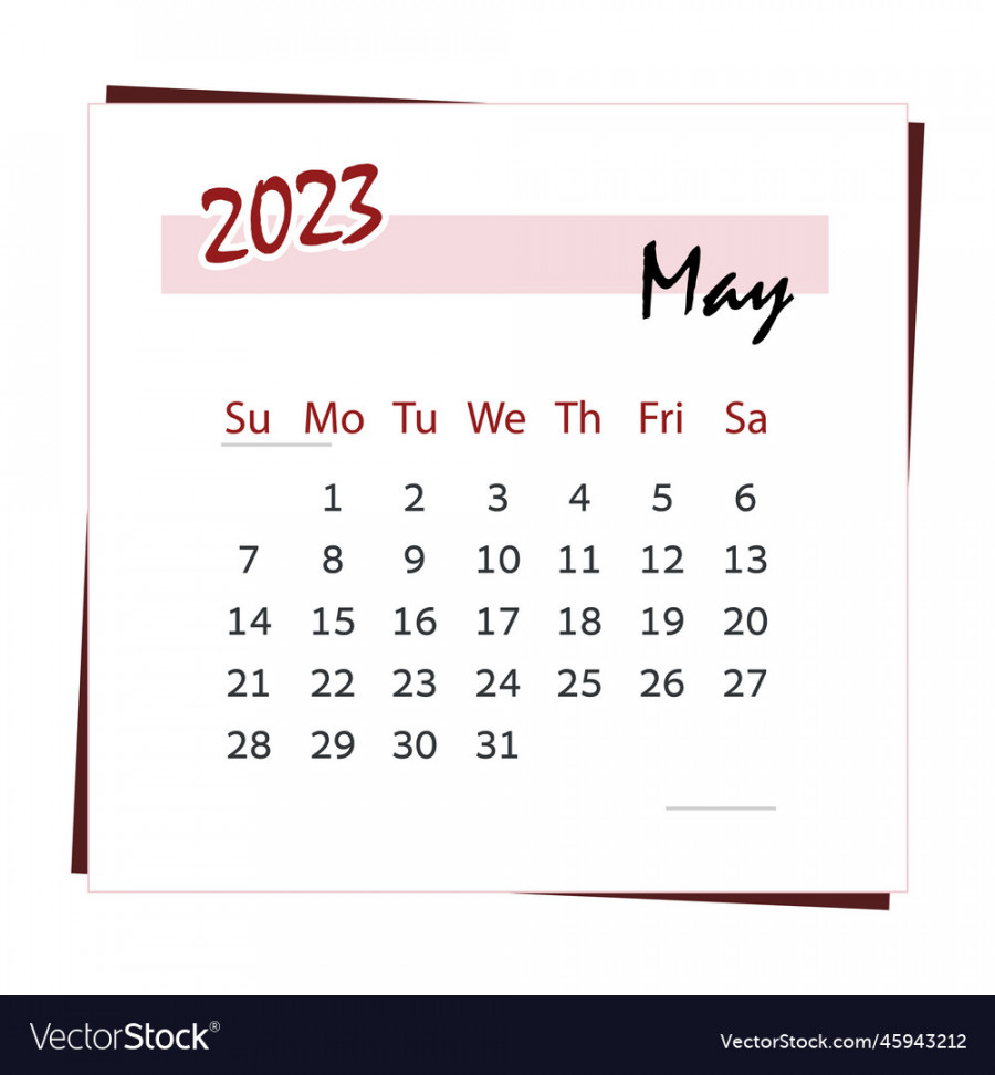 Calendar  for month of may square Royalty Free Vector