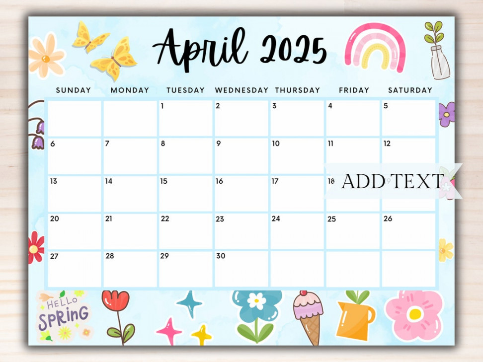 EDITABLE April  Calendar, Printable Calendar Blue W/ Colorful Spring  Flowers, Classroom Calendar, School Calendar for Kids, Hello Spring - Etsy