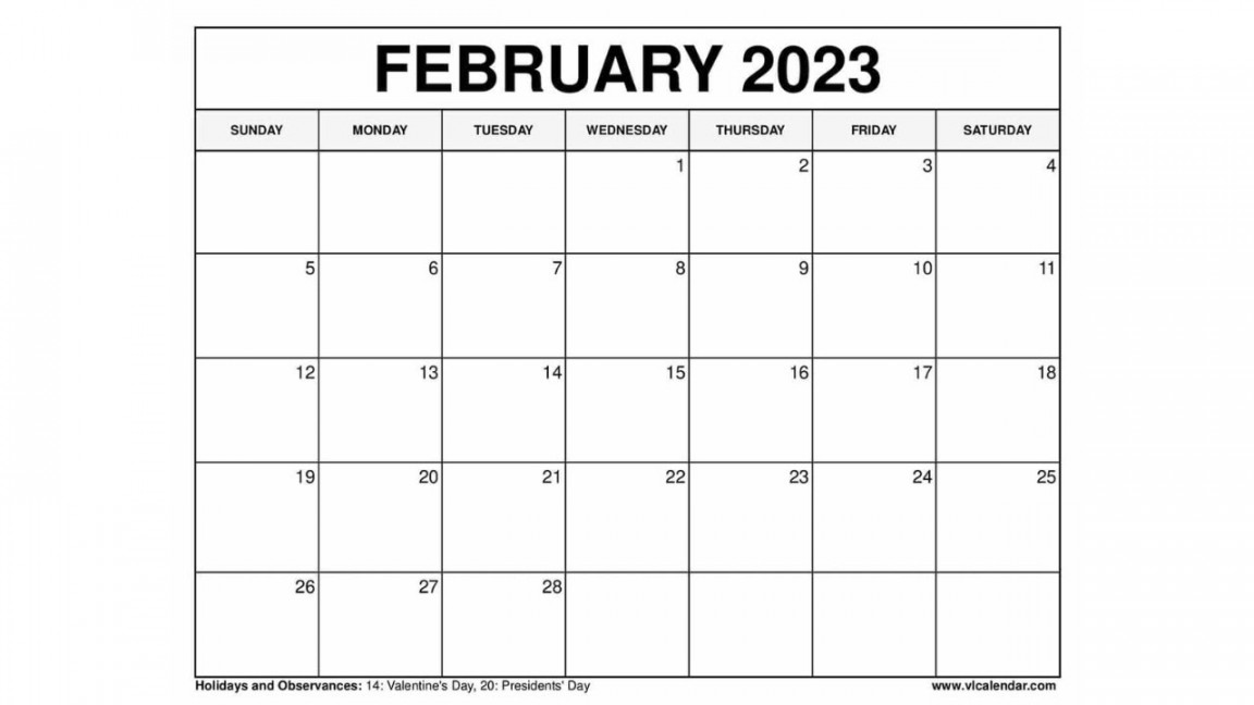 February  Calendar Printable Templates with Holidays