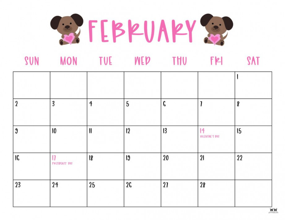 February  Calendars -  FREE Printables  Printabulls