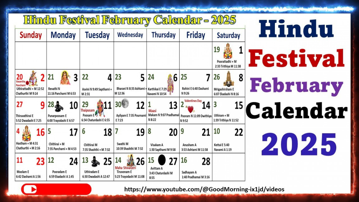 Hindu Festivals February Calendar  #Februarycalendar #calendar