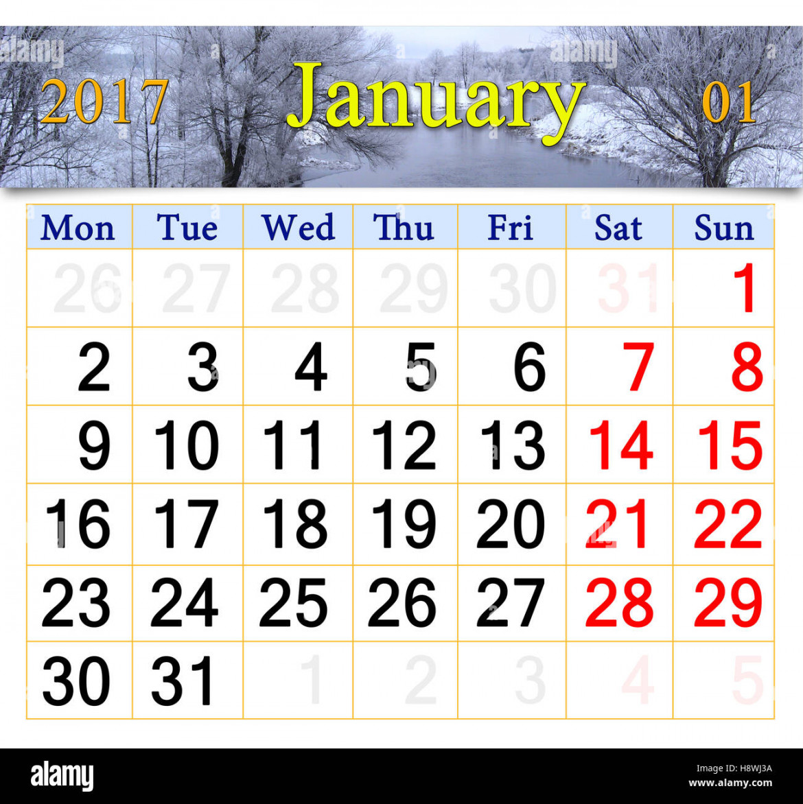 January  calendar hi-res stock photography and images - Alamy