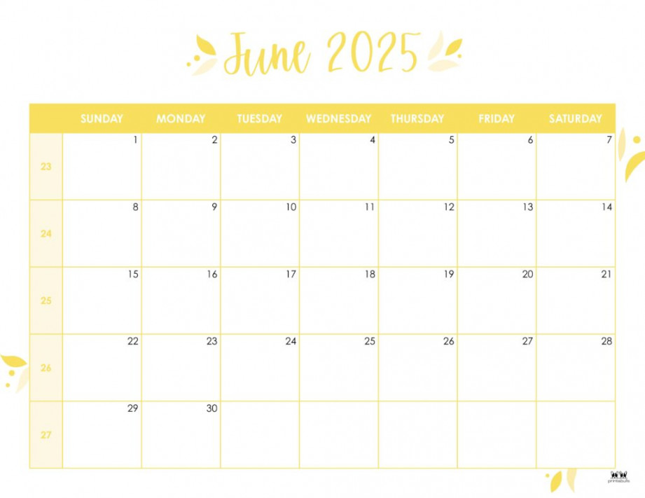 June  Calendars -  FREE Printables  Printabulls