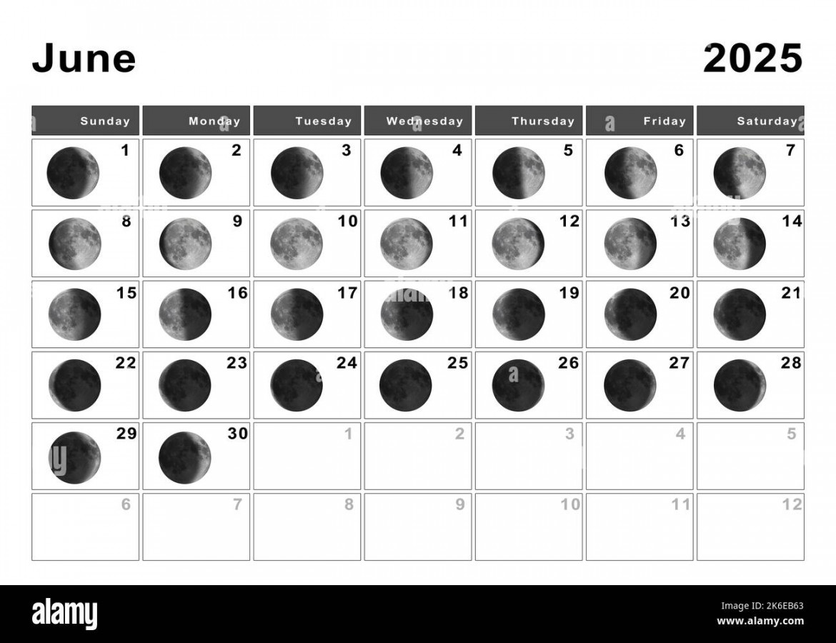 June  Lunar calendar, Moon cycles, Moon Phases Stock Photo - Alamy