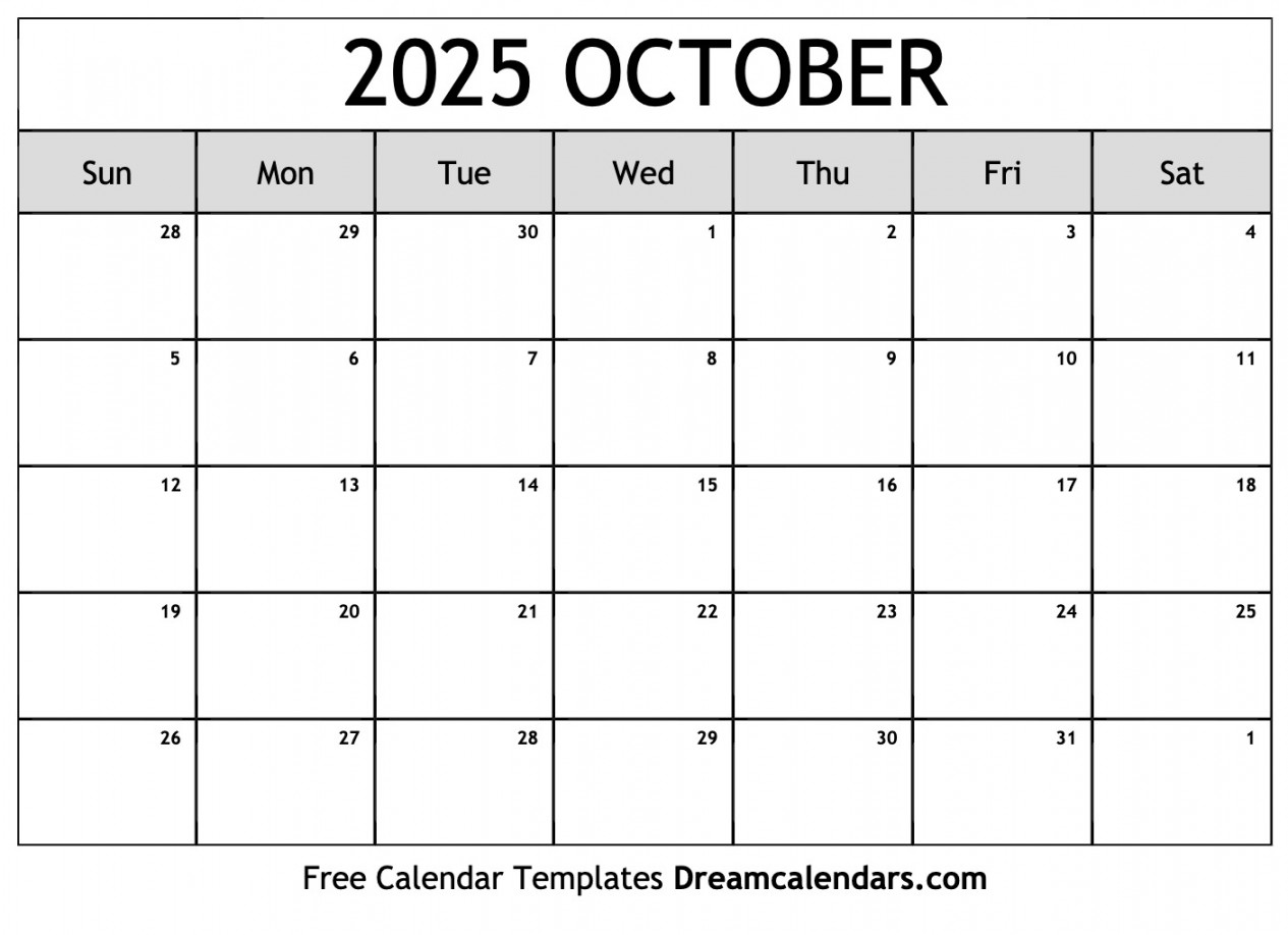 October  Calendar - Free Printable with Holidays and Observances