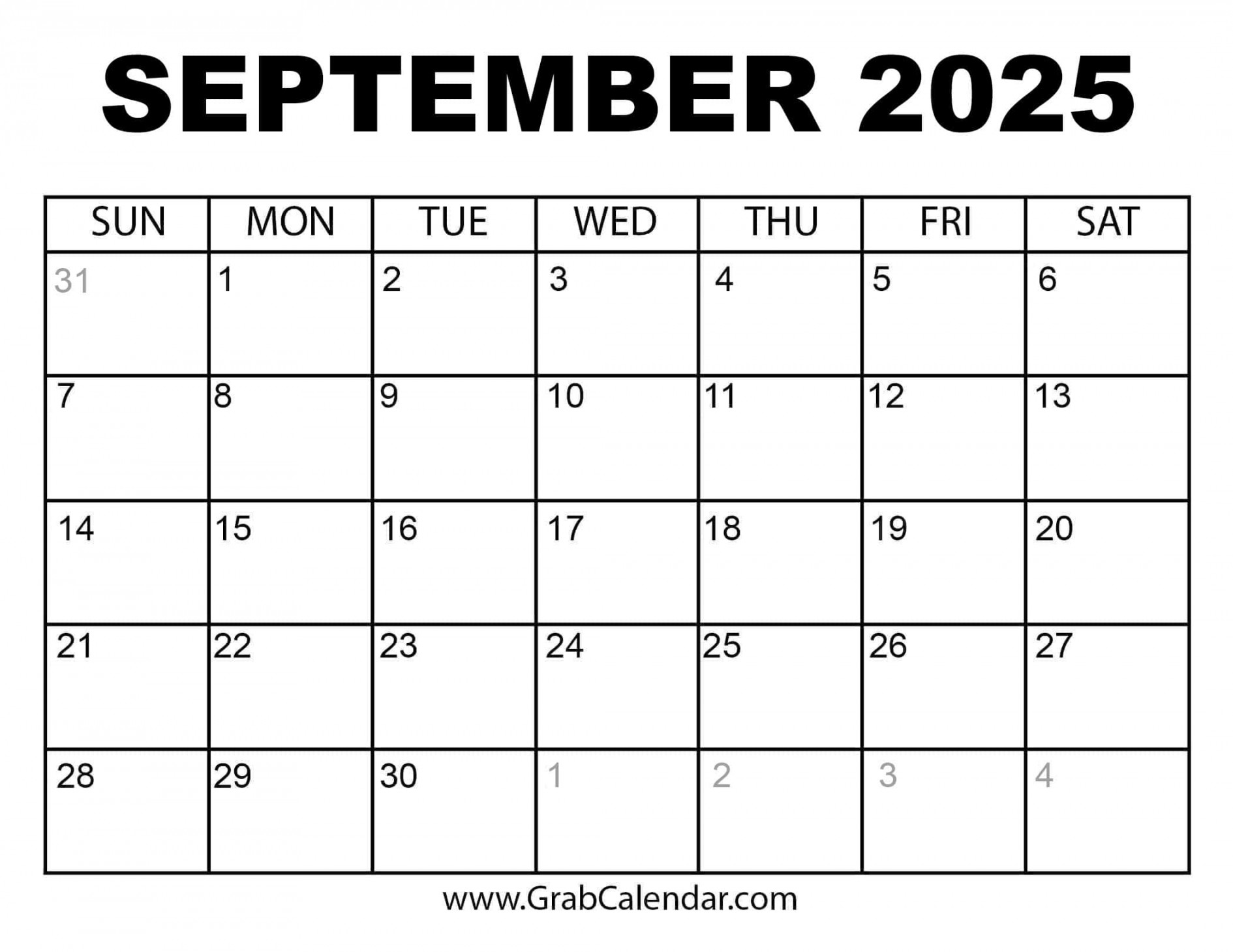 Printable September  Calendar