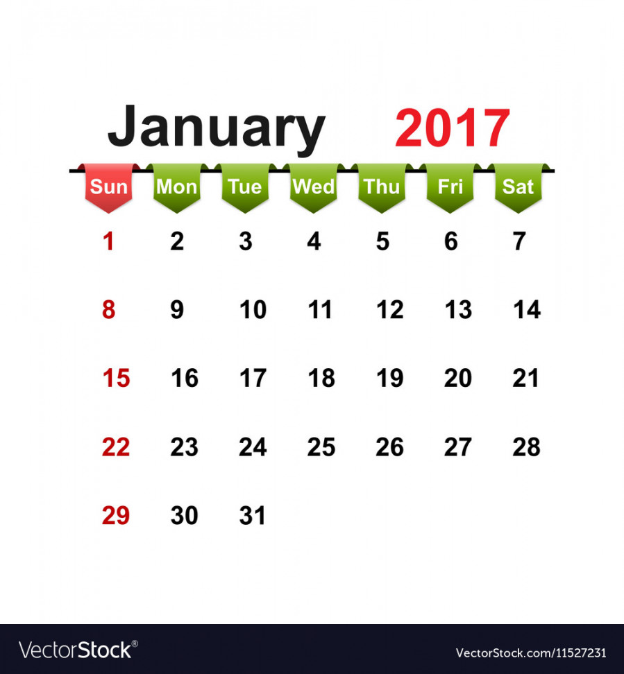 Simple calendar  year january month Royalty Free Vector