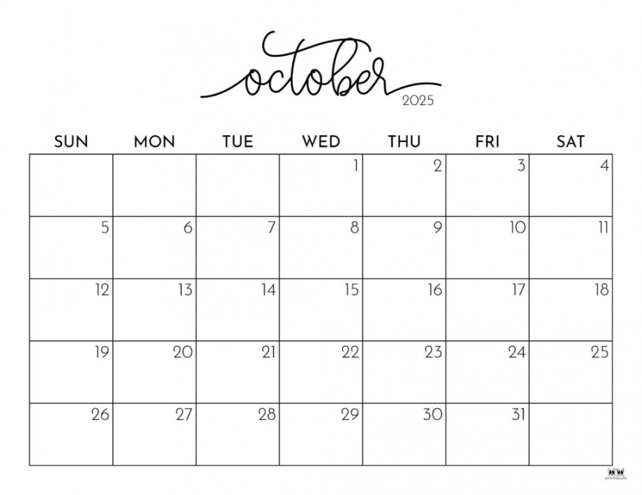 October  Calendars -  FREE Printables  Printabulls