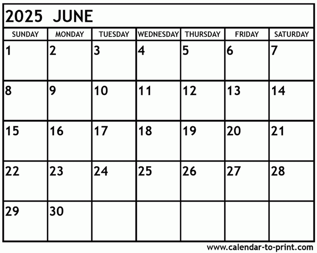 June  Calendar Printable